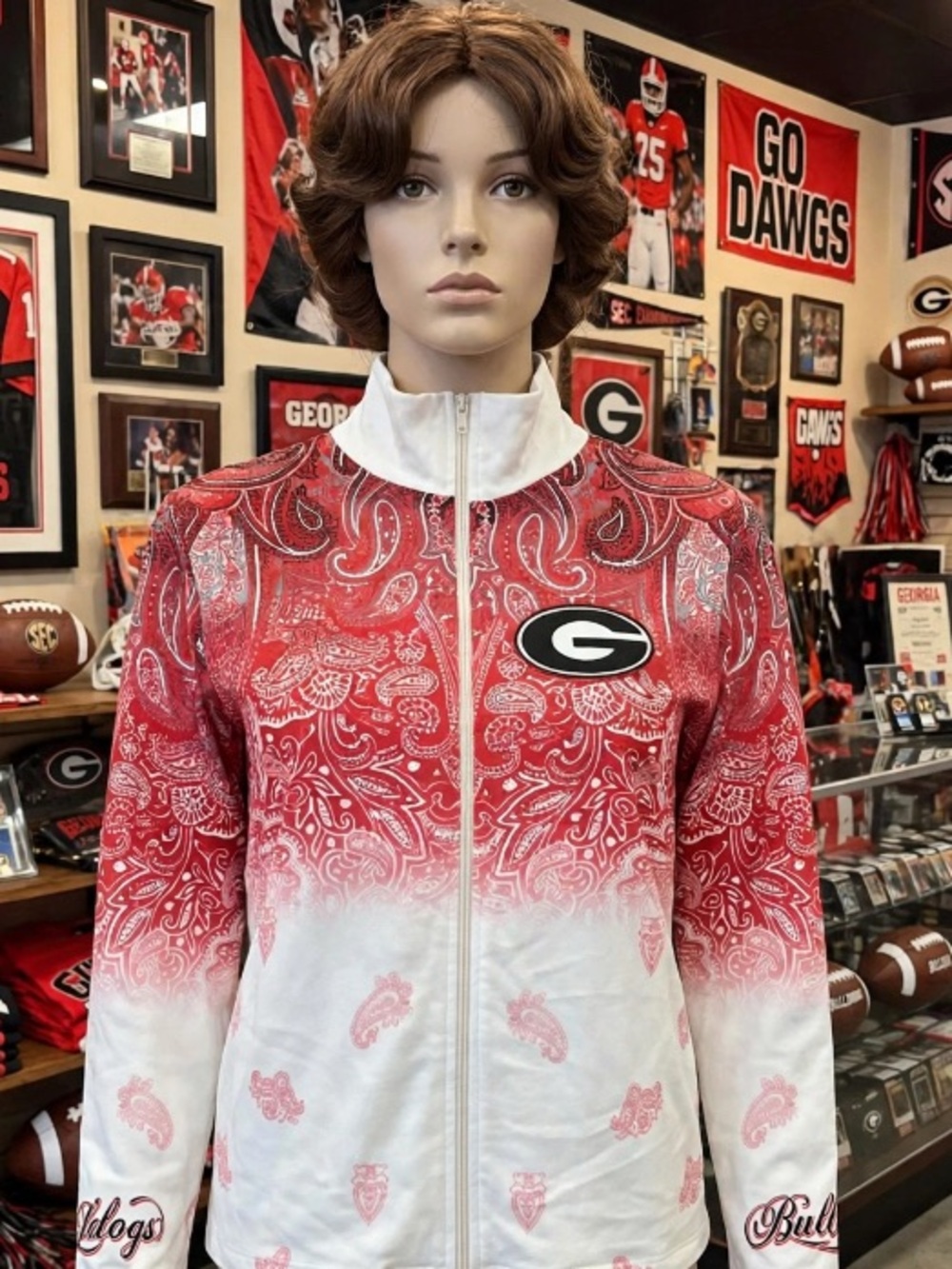 UGA University of Georgia Bulldogs Full-zippered Jacket Paisley Women’s Size L